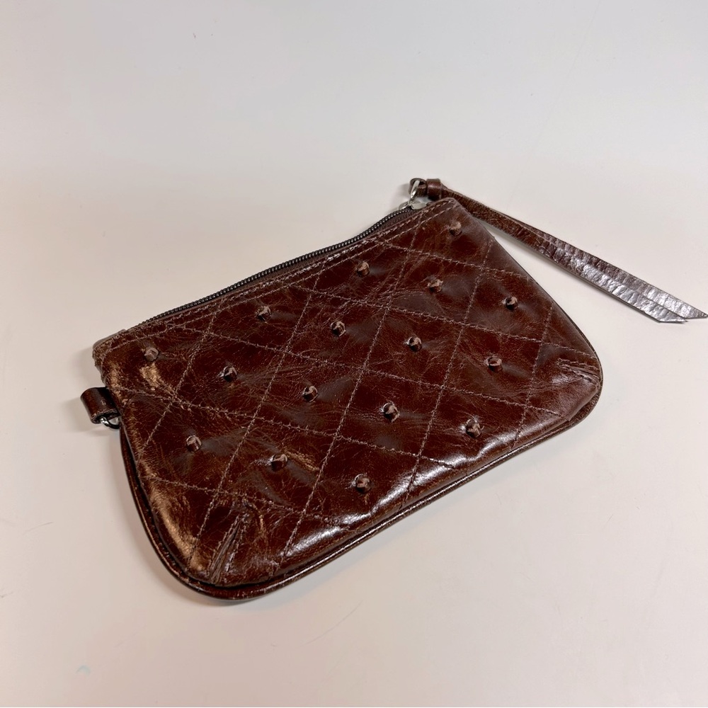 Latico brown leather zipper pouch wallet cardholder coin purse makeup bag